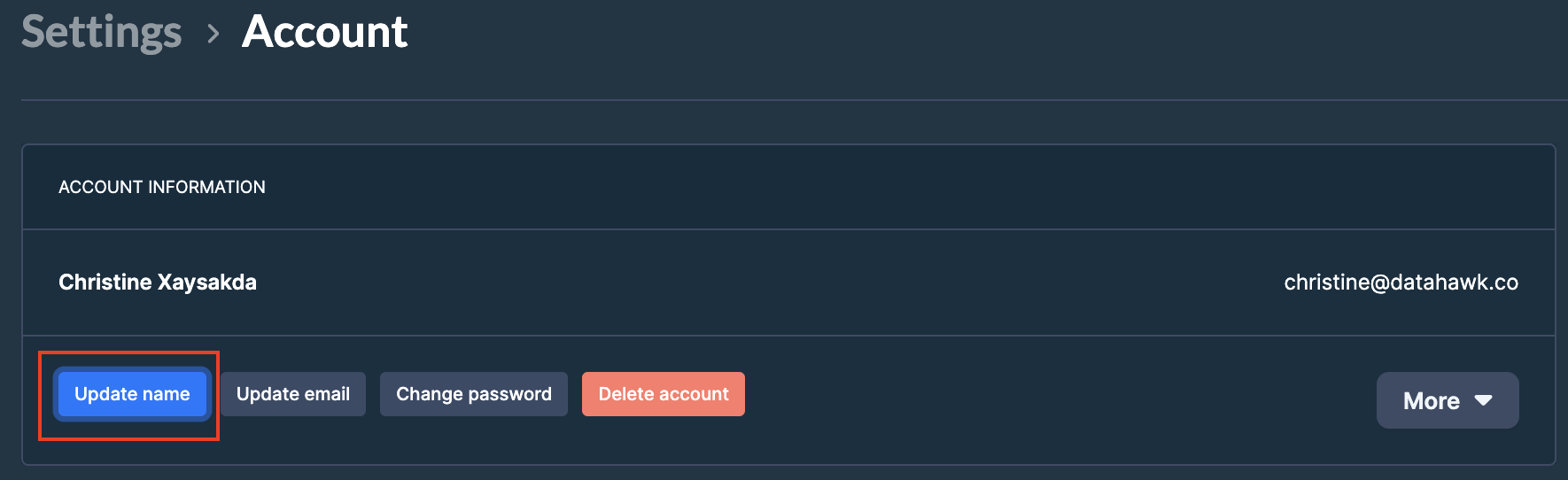 Click Update name