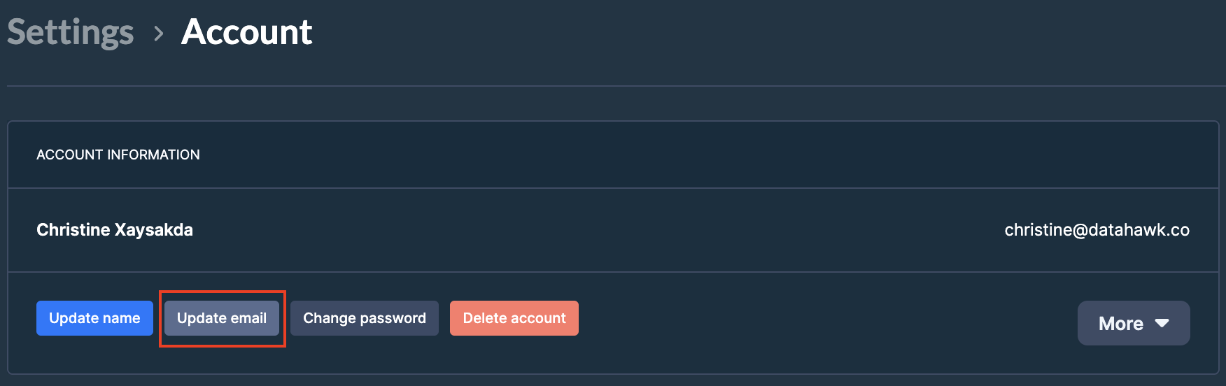 Click Update email