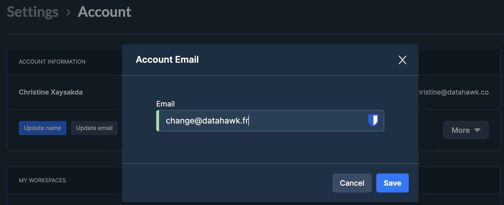 Enter new email