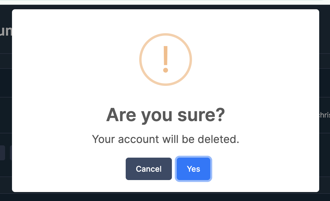 Confirm deletion